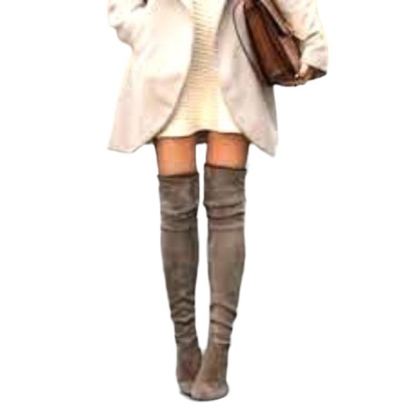 Catherine Malandrino "Sorcha" Taupe Over the Knee Boots - Picture 2 of 14